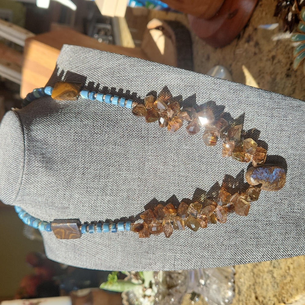 Boulder Opal with Andalucite necklace 17" ish